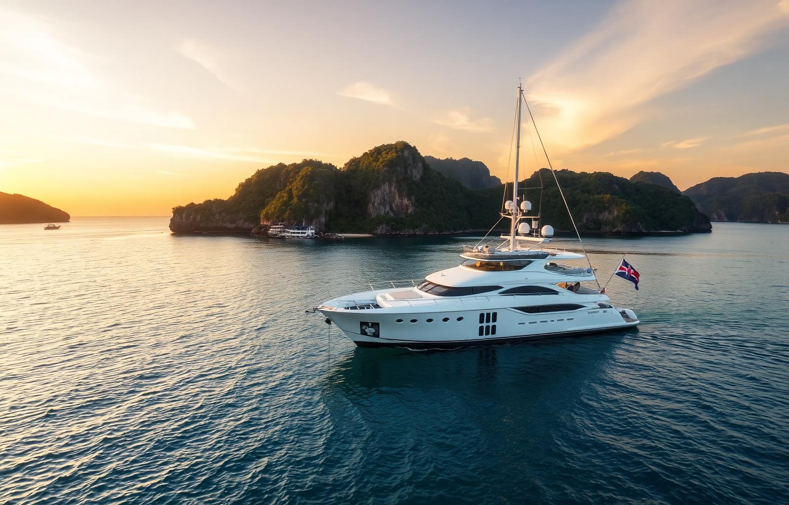 Luxury liveaboard at sunset